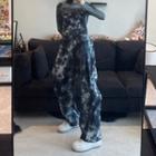 Tie-dye Print Wide-leg Jumper Pants