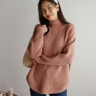 Turtle-neck Round-hem Sweater