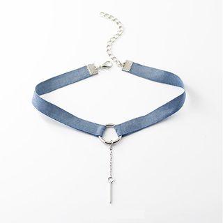 Denim Bar Drop Choker