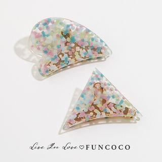 Triangle / Heart Printed Transparent Hair Clamp