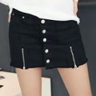 Inset Under-shorts Zipped Mini Skirt