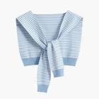 Striped Knit Shawl Knit Shawl - Stripes - Blue - One Size