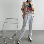 Elbow-sleeve Illustrated Oversize T-shirt
