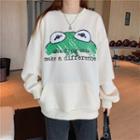 Medium Long Print Long-sleeve Sweatshirt Almond - One Size