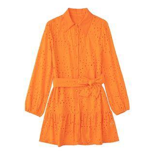 Cut-out Plain Shirtdress
