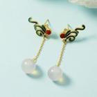 Retro Alloy Gemstone Dangle Earring 1 Pair - Gold - One Size
