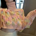 Mock-neck Bow Sweater Sweater - Pink - One Size