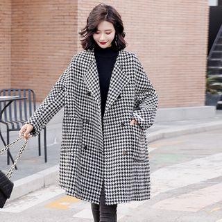 Houndstooth Double-breasted Oversize Coat