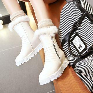 Furry-trim Mid Calf Snow Boots