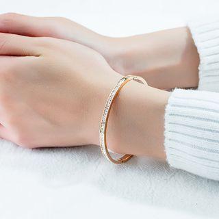 Simple And Fashion Plated Rose Gold Geometric 316l Stainless Steel Bangle With Cubic Zirconia Rose Gold - One Size