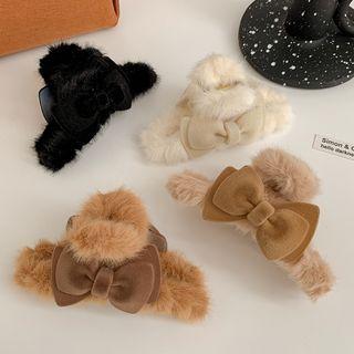 Bow Accent Furry Hair Claw