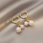 Faux Pearl Alloy Dangle Earring Gold & White - One Size