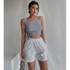 Zipper-side Straight Leg Cotton Shorts