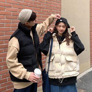 Couple Matching Corduroy Buttoned Padded Vest