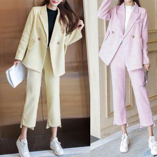 Set: Double-breasted Wool Blazer + Dress Pants