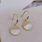Rhinestone Disc Dangle Earring 1 Pair - Hook Earrings - Gold - One Size