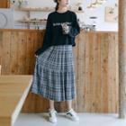 Plaid Midi A-line Tiered Skirt