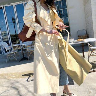 Two-tone Maxi Trench Coat Beige - One Size
