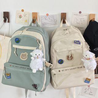 Bear Applique Zip Backpack
