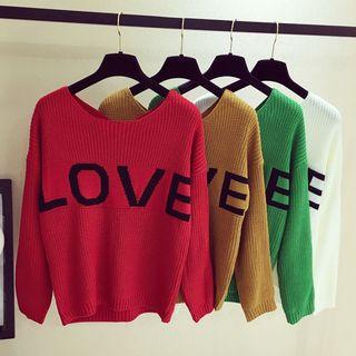Cross Back Lettering Sweater