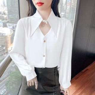 Cut-out Satin Shirt