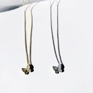 925 Sterling Silver Butterfly Pendant Choker