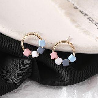 Hoop Stud Earring 1 Pair - E918 - S925 Silver - Earrings -