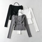 Long-sleeve Halter Twist Crop Top