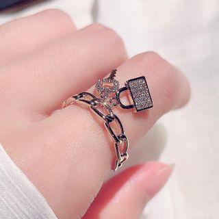 Lock & Key Rhinestone Open Ring