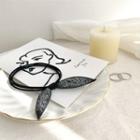 Rhinestone Lace Bow Hair Tie 1 Pc - Iridescent & Black - One Size