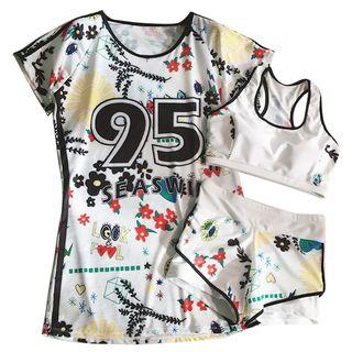 Set: Printed Swim Top + Swim Shorts + Short-sleeve T-shirt