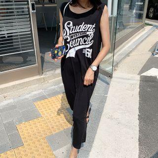 Letter Layered Maxi Tank Dress