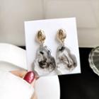 Irregular Resin Dangle Earring 1 Pair - Transparent & Black & Gold - One Size