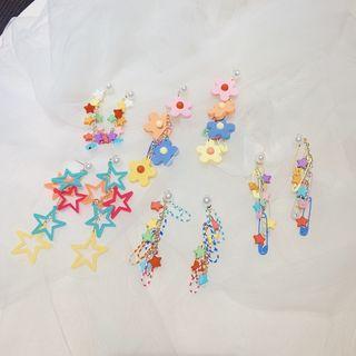 Soft Clay Flower / Star / Safety Pin Dangle Earring