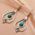 Turquoise Alloy Drop Earring 01 - 1 Pair - Green & Silver - One Size