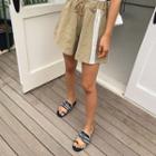 Contrast-trim Linen Blend Shorts