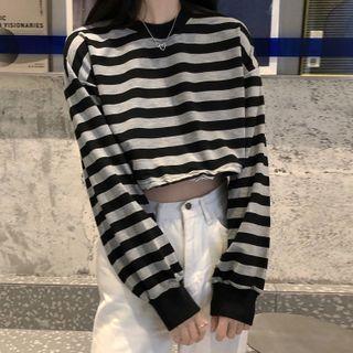 Striped Sweatshirt Stripe - Black & Gray - One Size