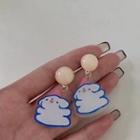 Animal Acrylic Dangle Earring 01# - 1 Pair - White & Blue - One Size