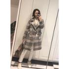 Wide-lapel Double-breasted Plaid Coat