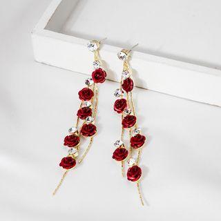 Rose Rhinestone Fringed Earring