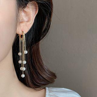 Faux Pearl Fringe Drop Earring 1 Pair - Gold & White - One Size