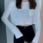 Long-sleeve Pocket Cropped T-shirt