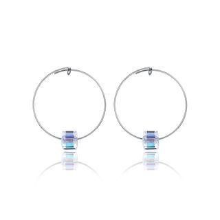 925 Sterling Silver Fashion Simple Geometric Round Cubic Zircon Earrings Silver - One Size