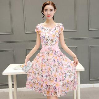 Sleeveless Floral Midi A-line Dress