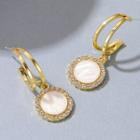 Rhinestone Shell Disc Dangle Earring 1 Pair - 01 - 0487 - Gold - One Size
