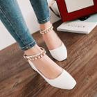 Chunky Heel Beaded Ankle Strap Shoes