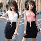 Short-sleeve Cut Out Bodycon Dress