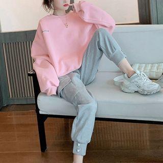 Lettering Sweatshirt / Cargo Harem Sweatpants