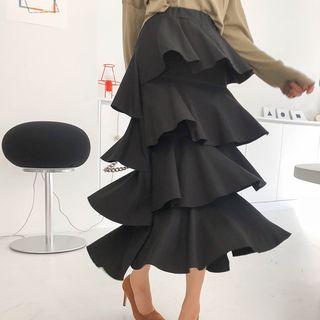 Ruffled Maxi Cancan Skirt
