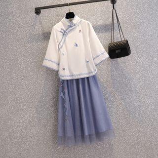 Traditional Chinese 3/4-sleeve Top / Skirt / Set